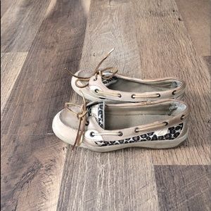 Sperry leopard print shoes.